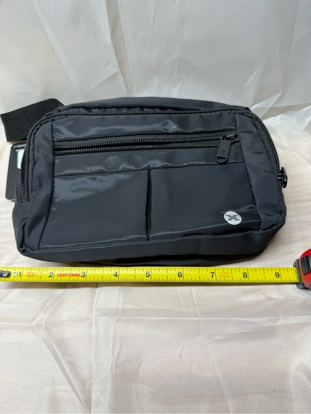RBX Active Black Waist crossbody bag with Front Zip Pockets